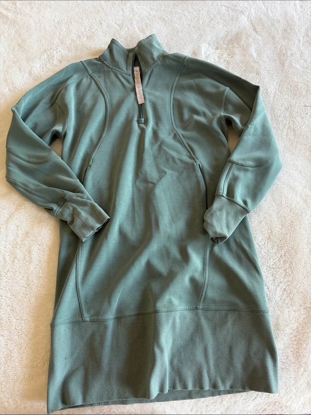 lululemon athletica Sage Green Half-Zip Sweatshirt Dress